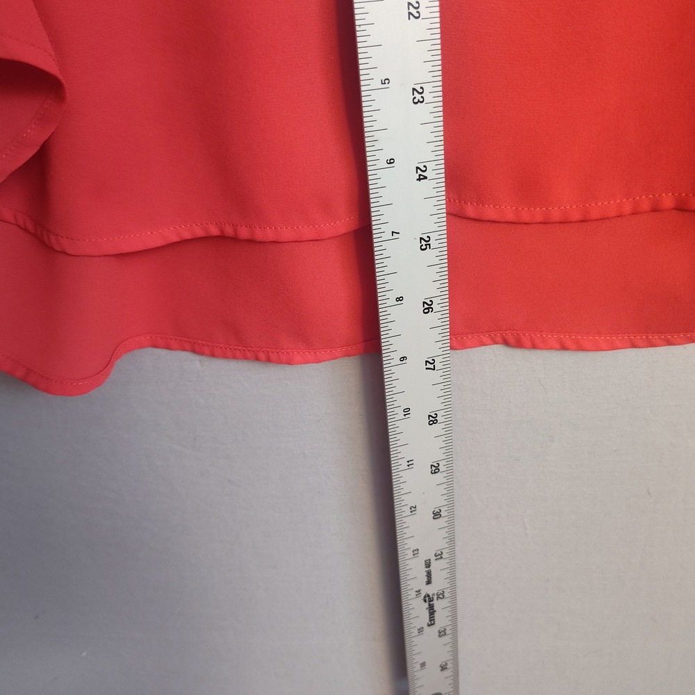 Pleione Womens Coral Pink Split Neck 3/4 Sleeve High Low Blouse Size L - Picture 8 of 9